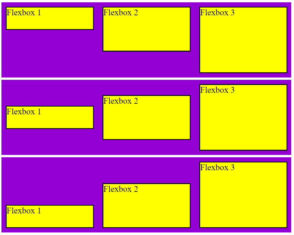 Vertical alignment of flexed items